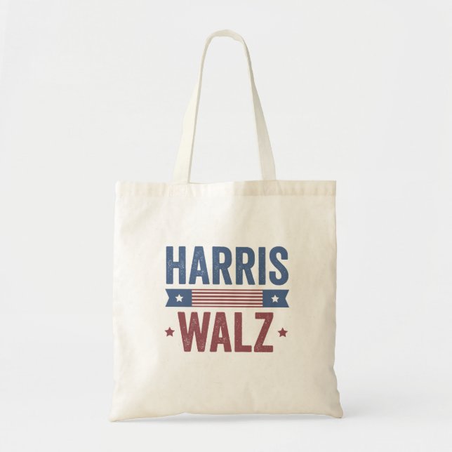 Bolsa Tote Harris Walz 2024 Eleição Kamala Tim Waltz América (Frente)