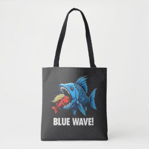 Bolsa Tote Harris Walz Eleito Blue Waves Democrat Fish
