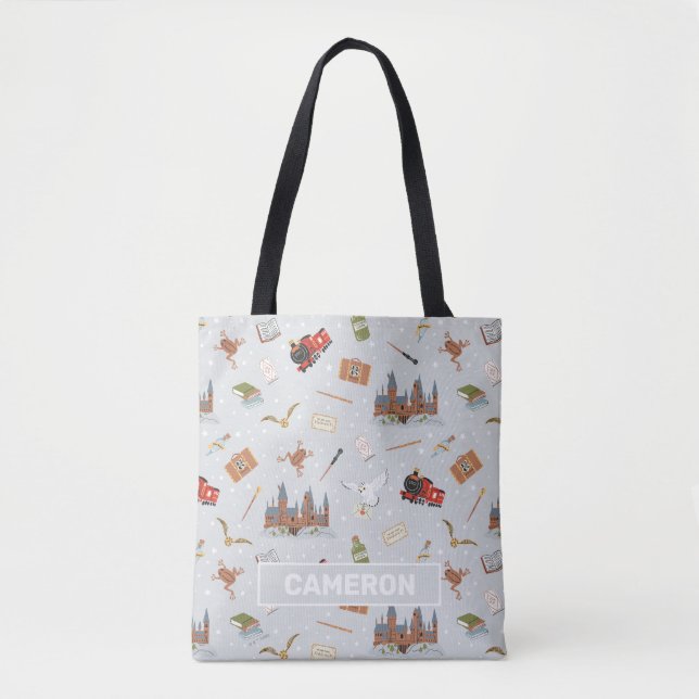 Bolsa Tote Harry Potter Cartoon Hogwarts Pattern (Frente)
