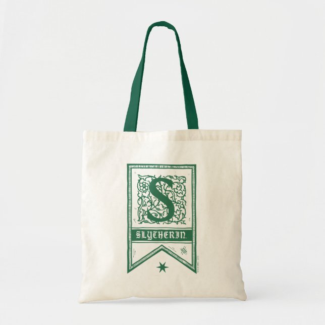 Bolsa Tote Harry Potter | Estandarte Monograma Slytherin (Frente)