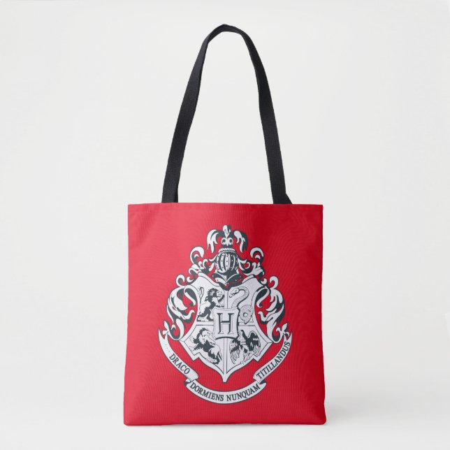 Bolsa Tote Harry Potter| Hogwarts Crest - Preto e Branco (Frente)