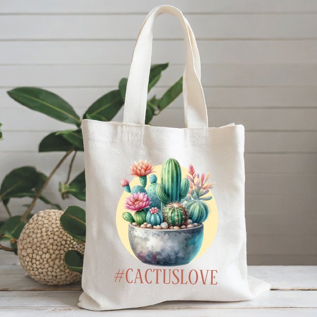 Bolsa Tote Hashtag Cactuslove (Criador carregado)