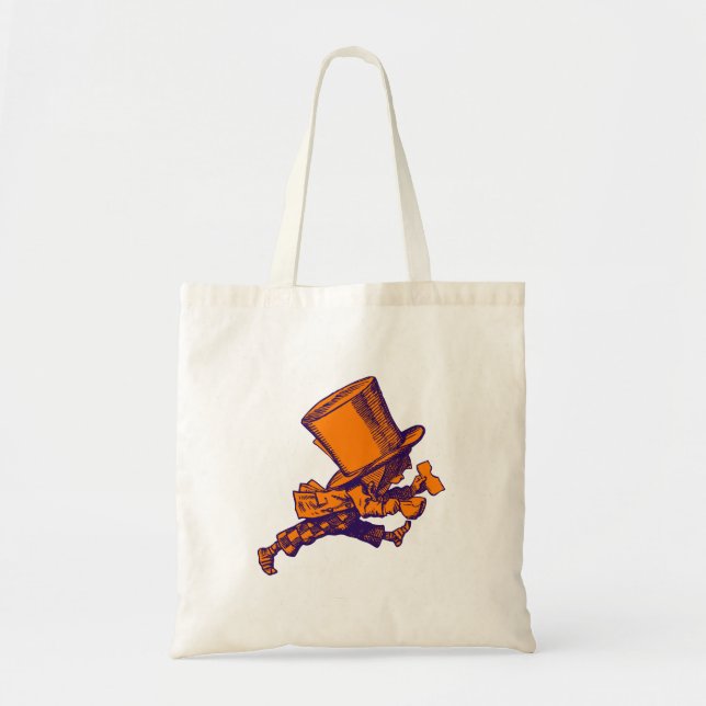 Bolsa Tote Hatter louco que Striding laranja roxa certo (Frente)
