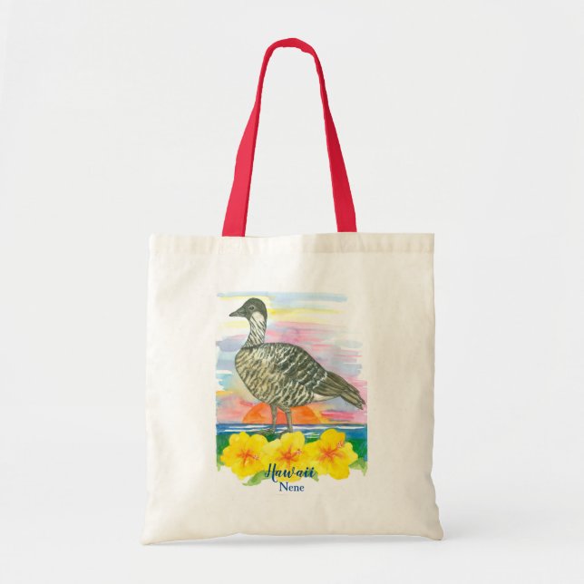 Bolsa Tote Havaiana Gansos Nene State Bird Watercolor (Frente)