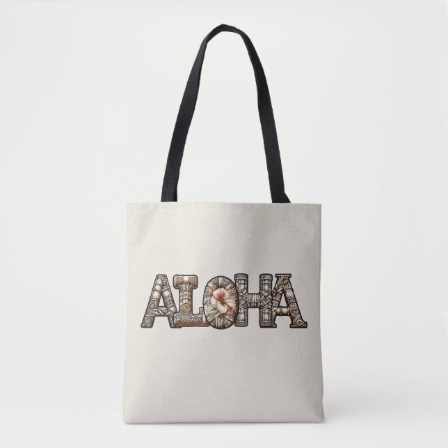 Bolsa Tote Havaiano Polinésio Aloha Bambu Look (Frente)