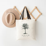 Bolsa Tote Havana Palm Wedding Favor<br><div class="desc">Os sacos de boas-vindas para o casamento da ilha apresentam uma ilustração de palmeira com estilo de vintagem gravada com seus nomes e data de casamento abaixo em uma combinação de roteiro elegante e tipografia de blocos. Uma escolha perfeita para o verão,  praia,  Havaí ou casamentos de destino.</div>