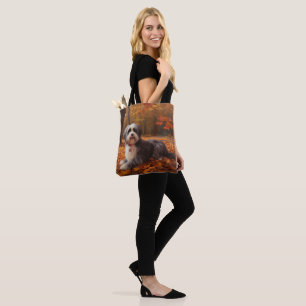 Bolsa Tote Havanês nas Folhas de Outono Caem Inspiram