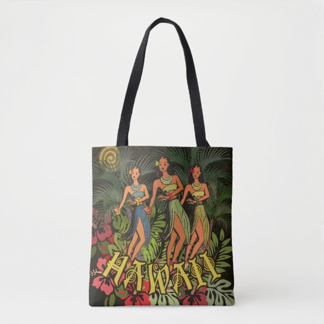 Bolsa Tote Hawaii Aloha Palm Hula Art Design (Frente)