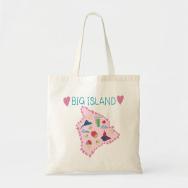 Bolsa Tote Hawaii Big Island Map Cute Pastel Illustration