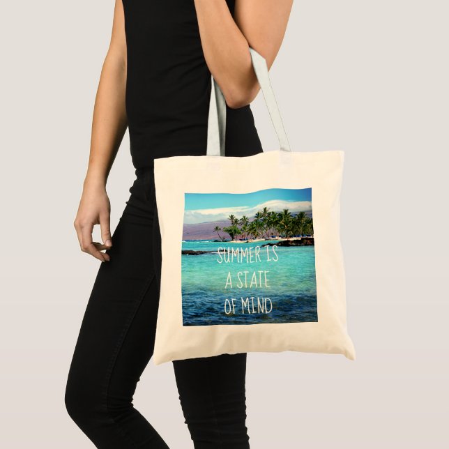Bolsa Tote Hawaii Ocean Palm Trees Summer é um estado mental (Frente (produto))