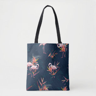 Bolsa Tote Hawaii Tropical Flamingo com Pássaro do Paraíso