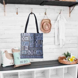 Bolsa Tote Hawaiian Paddleman Petroglicph Tapa