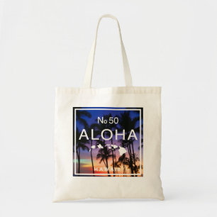 Bolsa Tote Hawaiian Sunset Vibes com Palm Trees Brilha