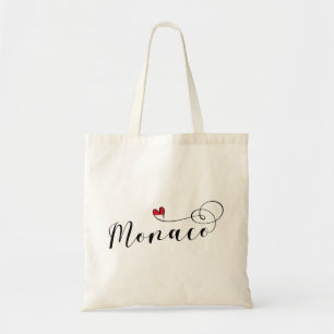 Bolsa Tote Heart Mônaco, Mônaco Flag, eu amo Mônaco