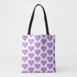 Bolsa Tote Heart Shape Plaid Pink Purple