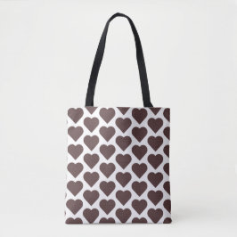 Bolsa Tote Heart Shaped Plaid Brown Blue