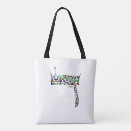 Bolsa Tote Hebrew Letter DALET made with Gemstones