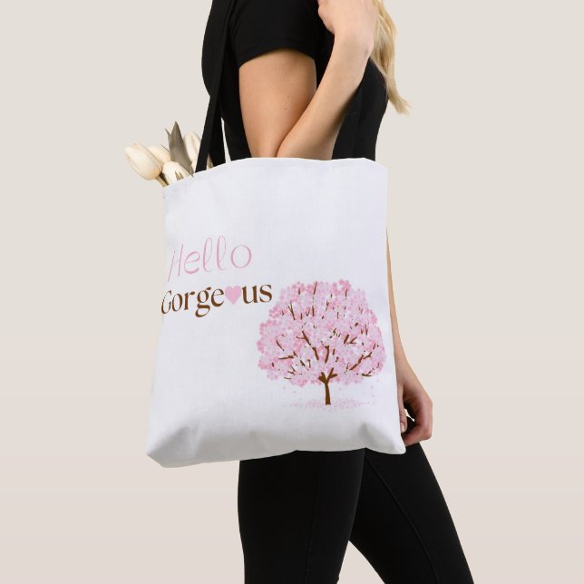 Bolsa Tote Hello Gorgeous, Pink Blossom Tree (Close Up)