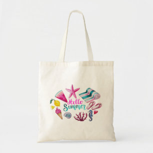 Bolsa Tote "Hello Summer" e aquarela de verão