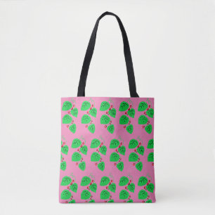 Bolsa Tote Hera com Padrão de Frutas Vermelhas em Rosa