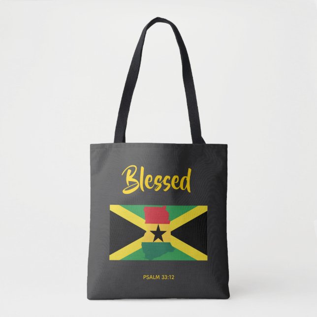 Bolsa Tote Herança Dupla JAMAICA GHANA Escritura Cristã (Frente)