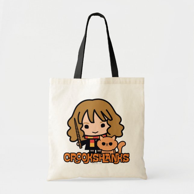 Bolsa Tote Hermenione de desenho animado e Crookshanks (Frente)
