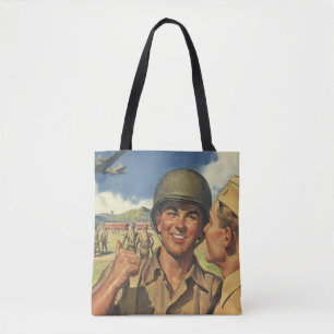 Bolsa Tote Heróis Patrióticos Vintage, Homens de Aviões Milit
