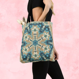 Bolsa Tote Hex Mandala Blue e Orange