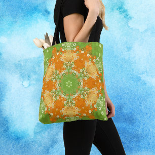 Bolsa Tote Hex Mandala Green e Orange