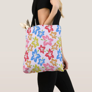 Bolsa Tote Hibisco Colorido, Padrão De Flores