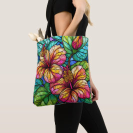 Bolsa Tote hibisco do estilo de vidro manchado