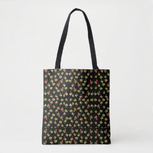 Bolsa Tote Hibisco Havaiano Floral Tropical em Preto
