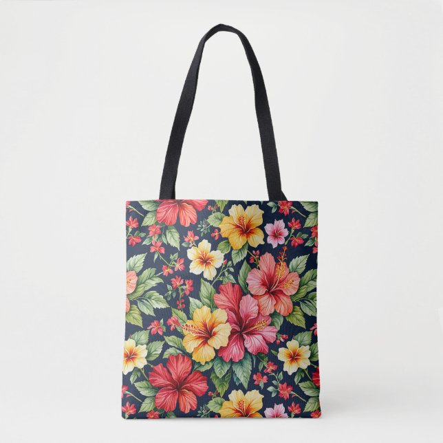 Bolsa Tote Hibisco Tropical Brilhante (Frente)