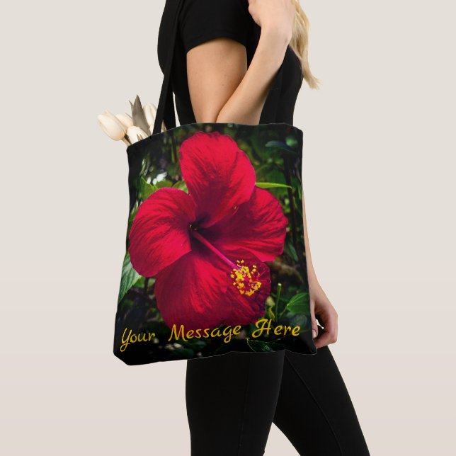 Bolsa Tote "Hibisco Vermelho" (Close Up)