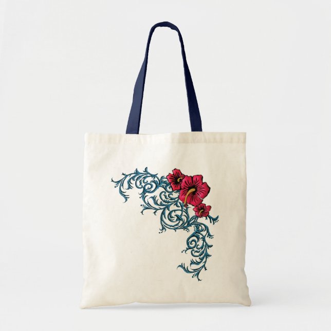 Bolsa Tote Hibiscus chocante (Frente)