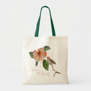 Bolsa Tote Hibiscus e Pássaros Abraçam a Bela Tote Bag