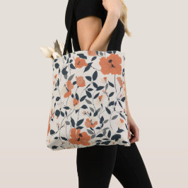 Bolsa Tote Hibiscus Floral em tons de laranja vibrantes