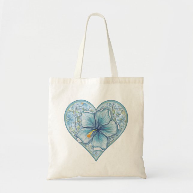 Bolsa Tote Hibiscus & lace TURQUOISE (Frente)