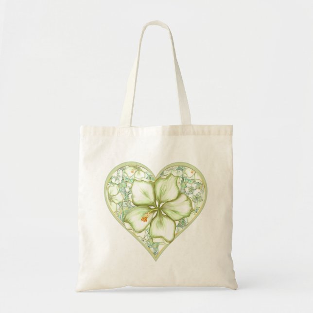 Bolsa Tote Hibiscus & lace WHITE (Frente)