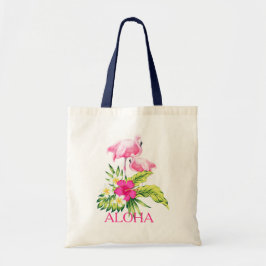 Bolsa Tote Hibiscus & Pink Flamingos Tropicais Design