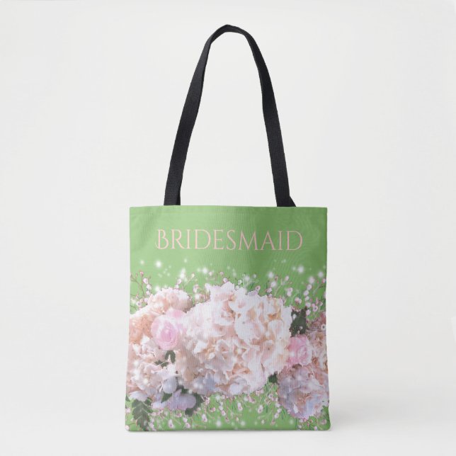 Bolsa Tote Hidrampas brancas-romanas, cor-de-rosa, flores bra (Frente)