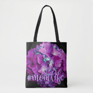 Bolsa Tote Hídrangas florais da teal magenta macia Elegante