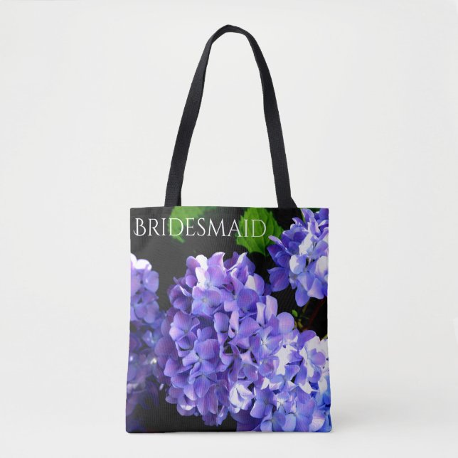 Bolsa Tote Hídrangas florais roxas profundas Elegantes (Frente)