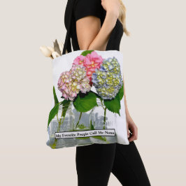 Bolsa Tote Hídrangas florais verdes, cor-de-rosa, cor-de-rosa