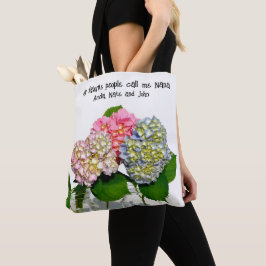 Bolsa Tote Hídrangas florais verdes, cor-de-rosa, cor-de-rosa