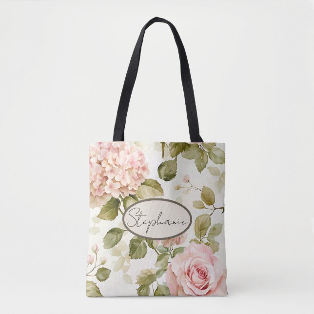 Bolsa Tote Hídrangea floral mole (Frente)