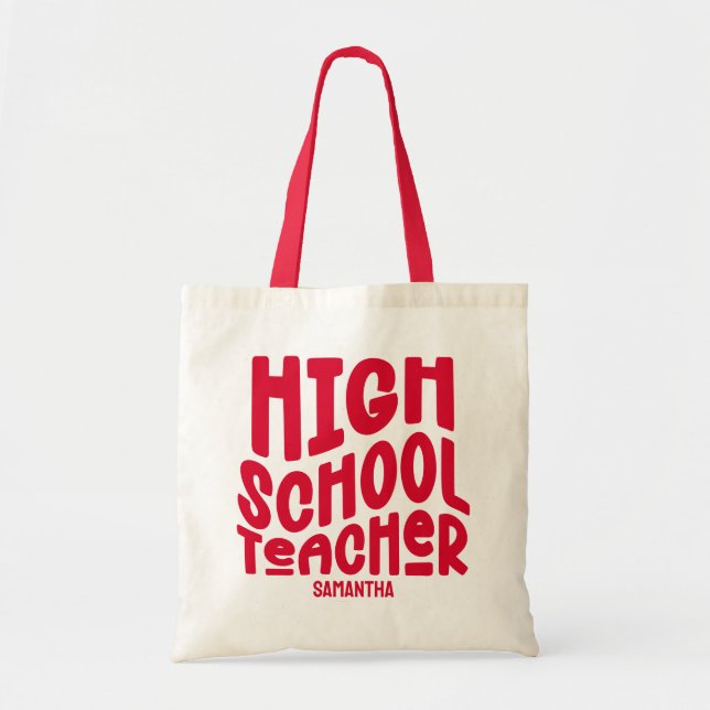Bolsa Tote High School Teacher Red Text Design (Frente)