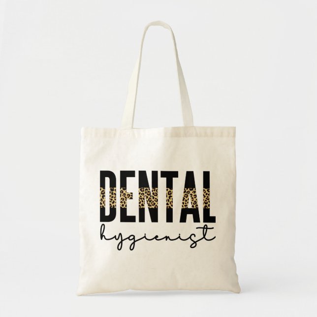 Bolsa Tote Higienista dentária | Dentista RDH Cheetah impress (Frente)