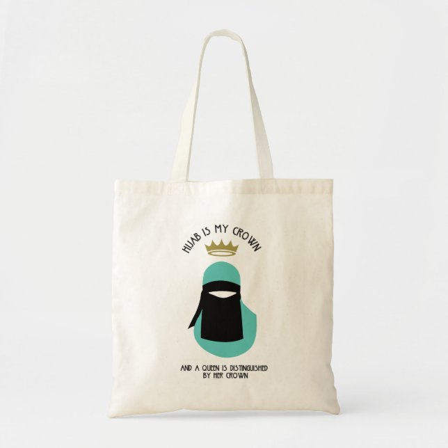 Bolsa Tote Hijab é minha coroa - NIQAB - AQU - SEM CARA (Frente)