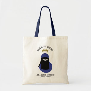 Bolsa Tote Hijab é minha coroa - NIQAB - AZUL - VIDROS